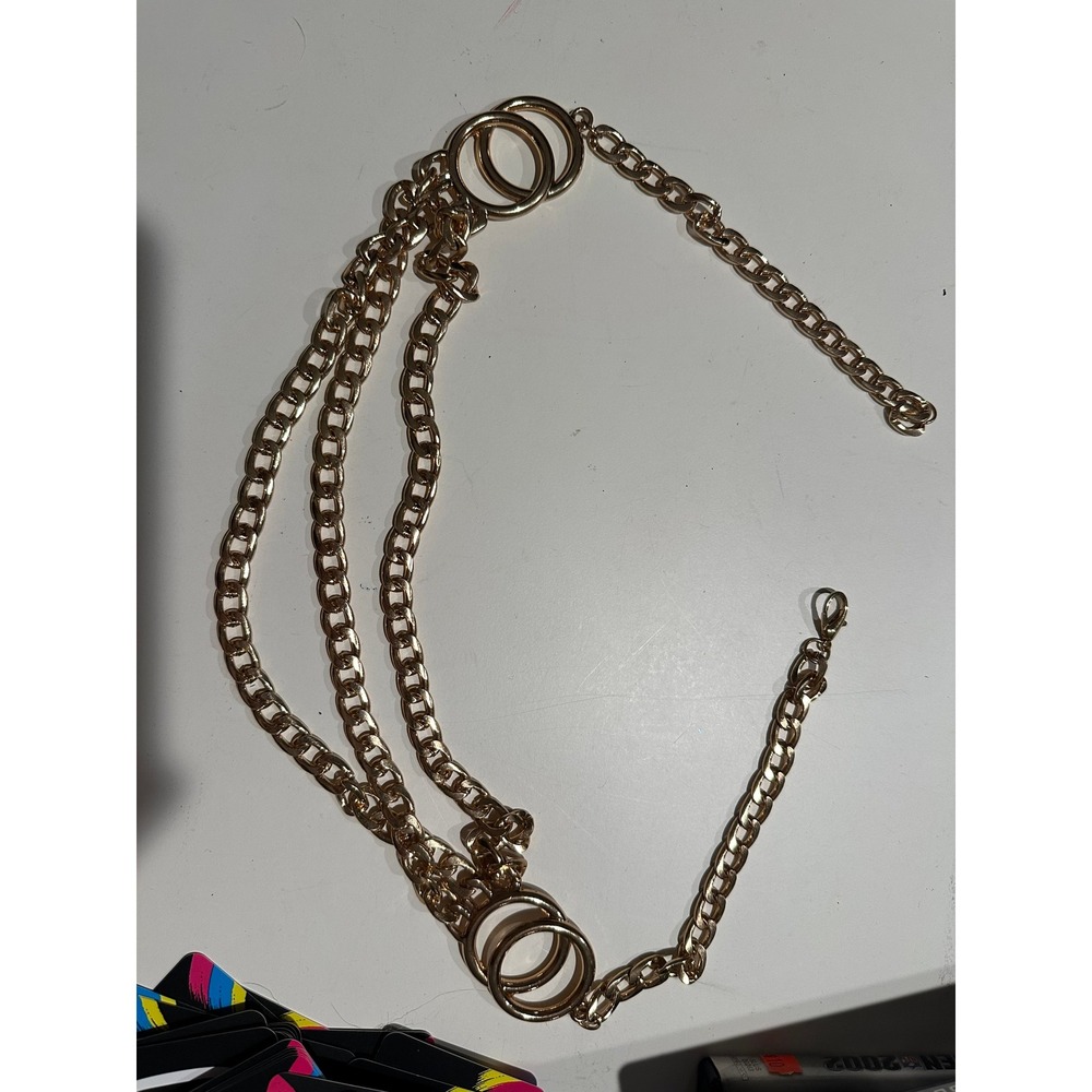 Gold Layered Chain Belt Multi Strand O-Ring Statement Body Chain Accessory